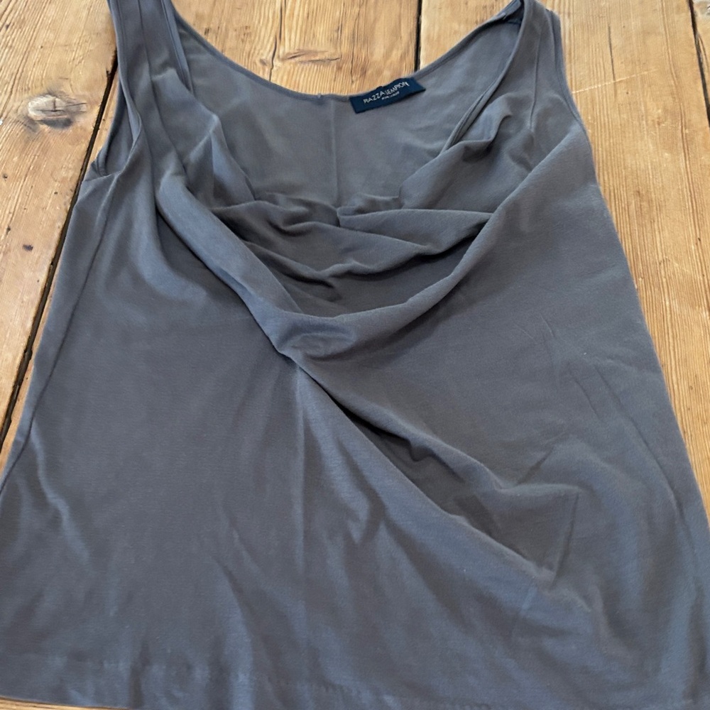 Piazza Sempione Charcoal Draped Tank Top